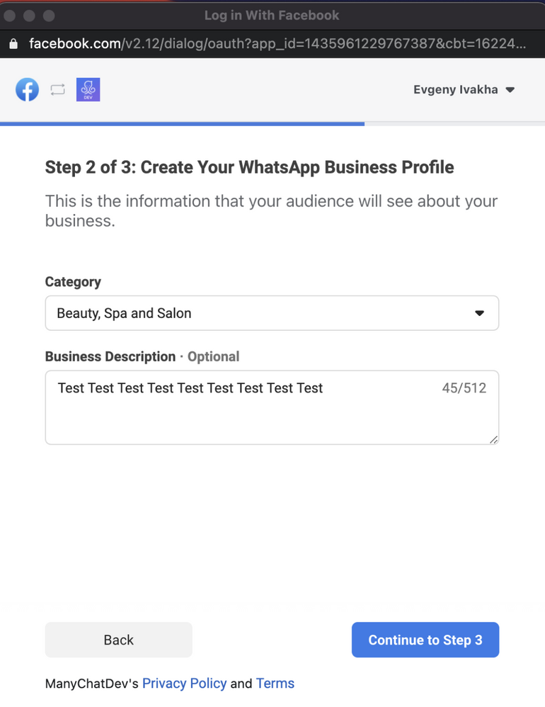 在 ManyChat 中激活 WhatsApp 集成 12 mc12
